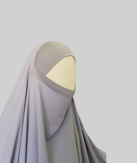 Light grey Khimar Jeddah Crepe