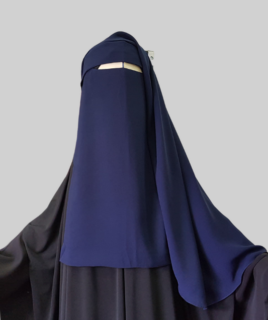blue Niqab Saudi with back flap 2 layers