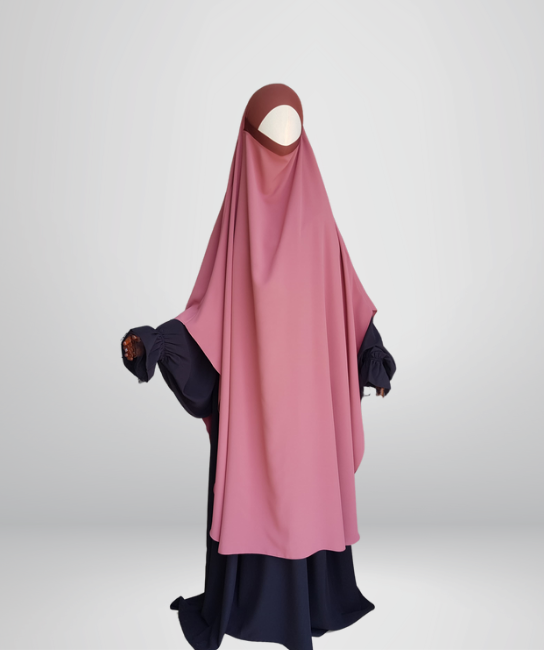 Dusty Pink Khimar Malaisi Crepe