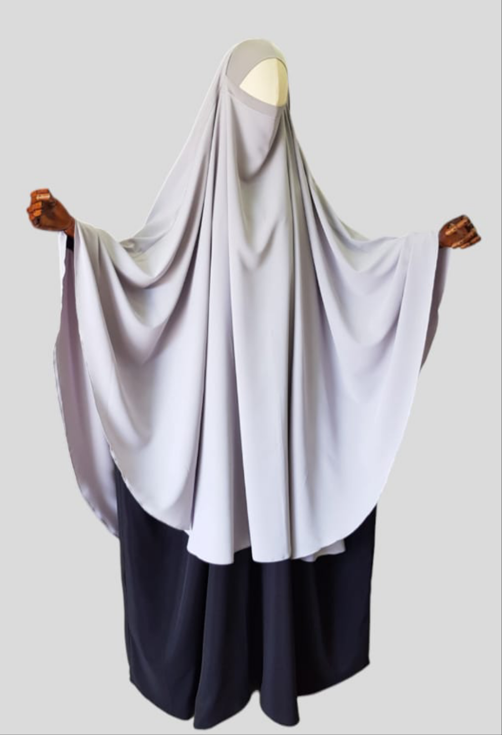 Light grey Khimar Jeddah Crepe