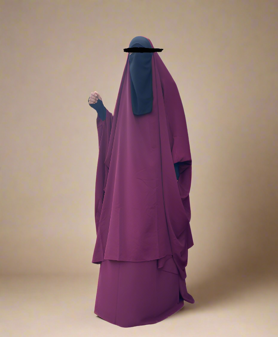 Burgundy jilbab kuwaiti 2pc