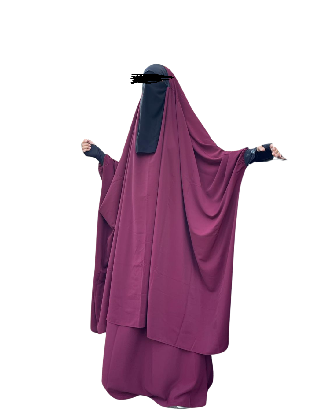 Burgundy jilbab kuwaiti 2pc