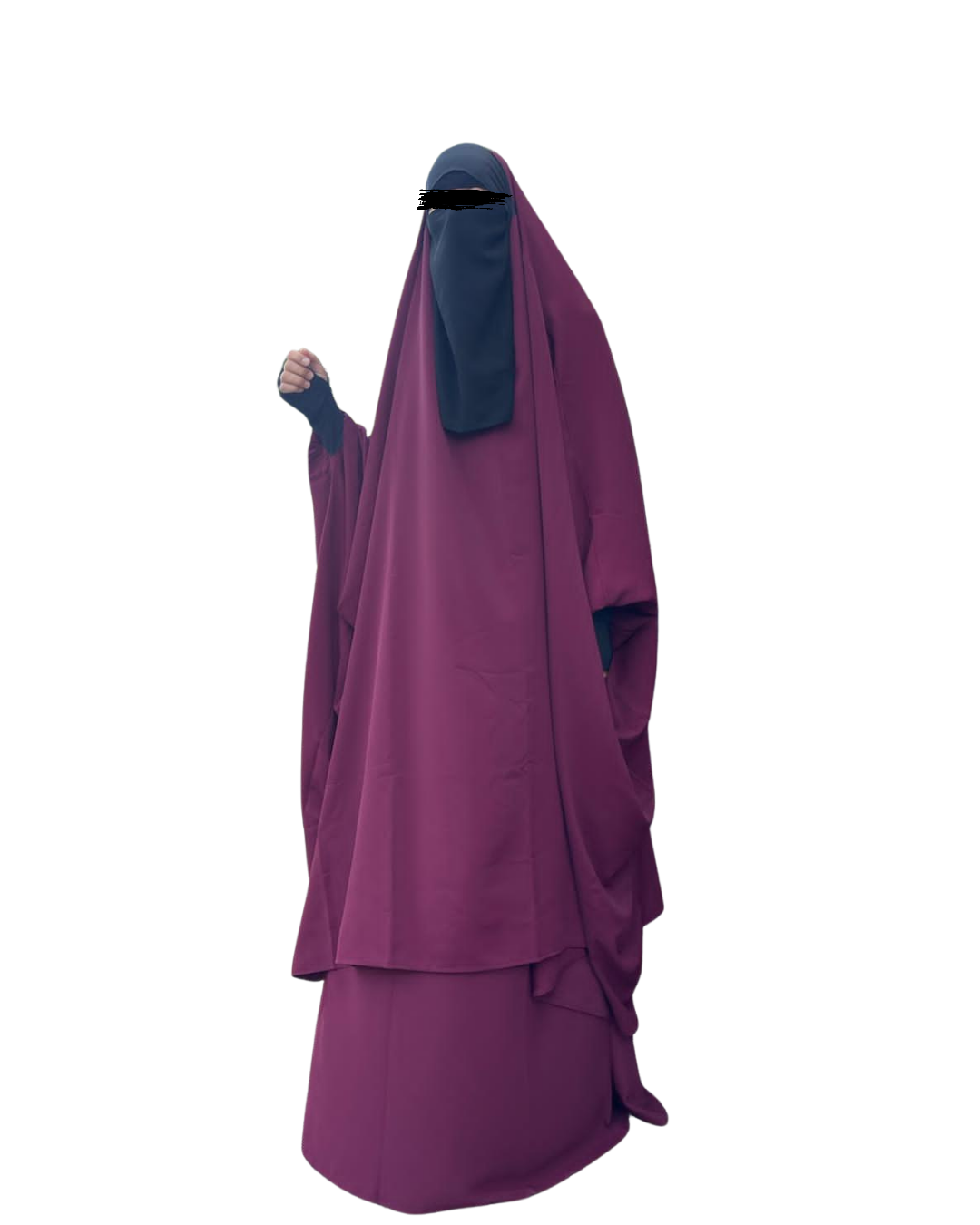 Burgundy jilbab kuwaiti 2pc