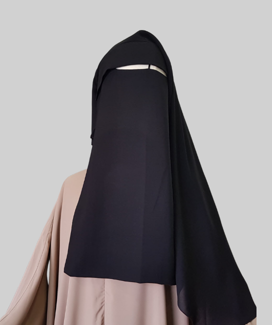 Black Niqab saudi small with flap 2 layers